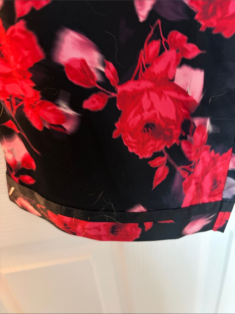 Victoria's Secret Black Satin Pajama Set with Red Floral Print - Picture 5 of 6
